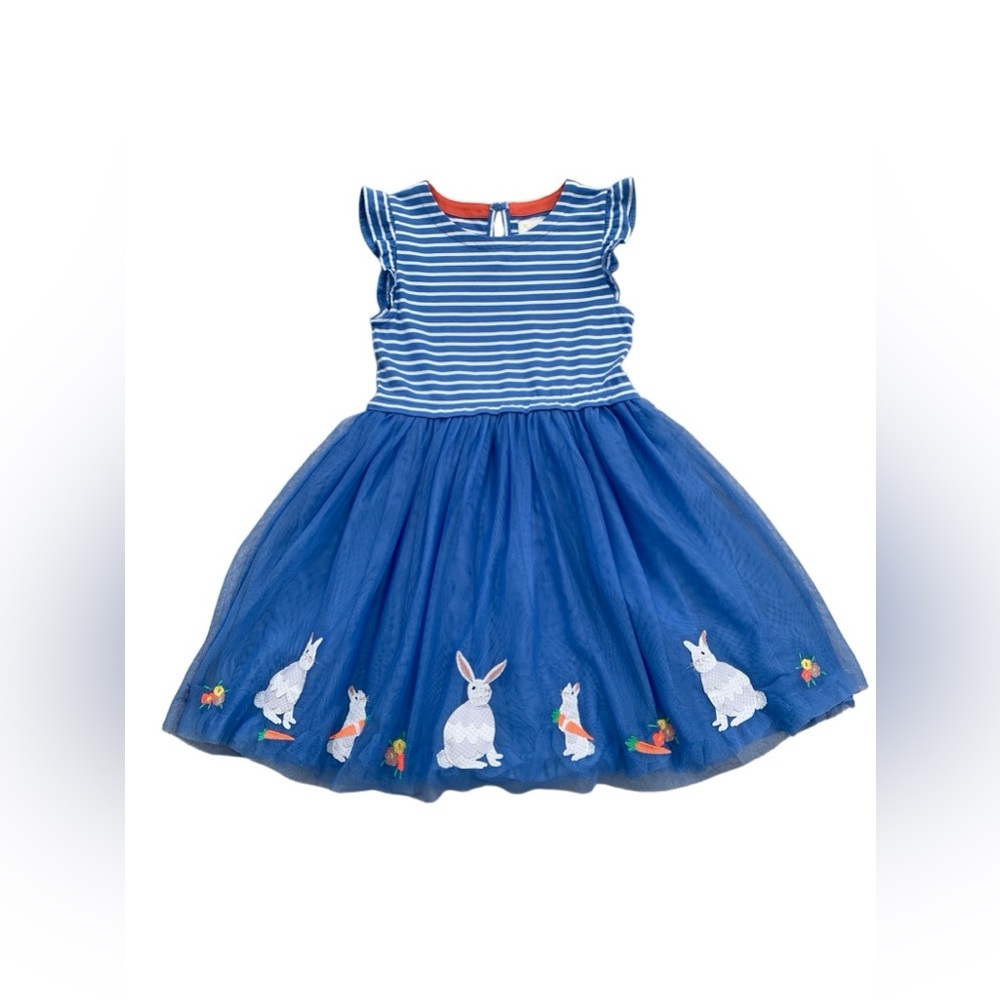 Mini Boden Size 7-8 Years Easter Bunny Rabbit Embroidered Tulle Layered Dress